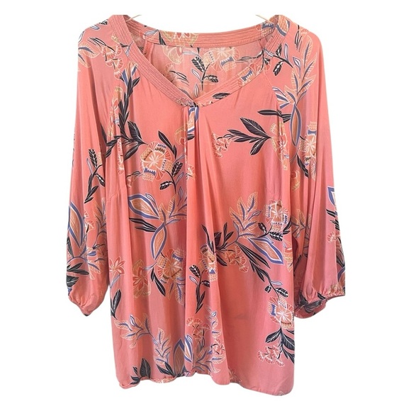 St. John's Bay Pink Floral Blouse - Picture 3 of 5